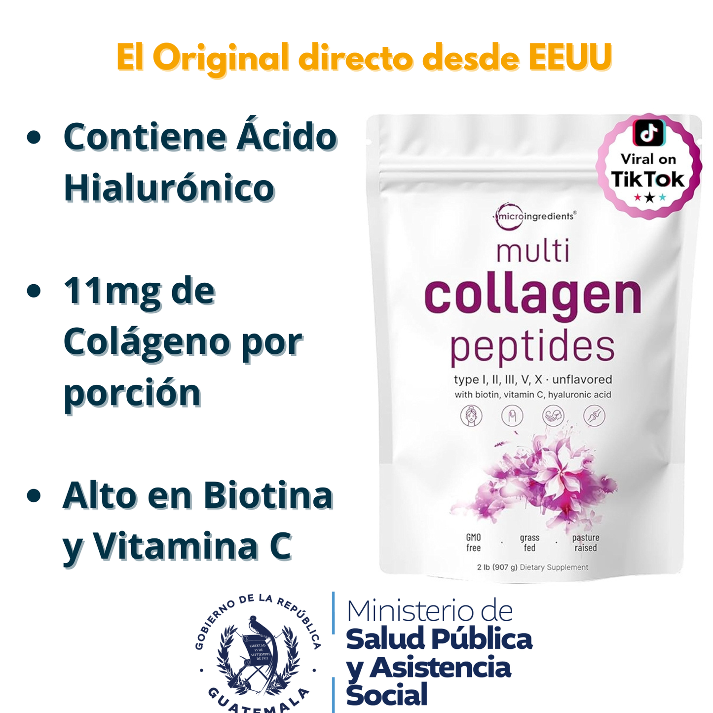 ¡Cabello y Uñas Sanas en 3 Días! - Colágeno con Péptidos®
