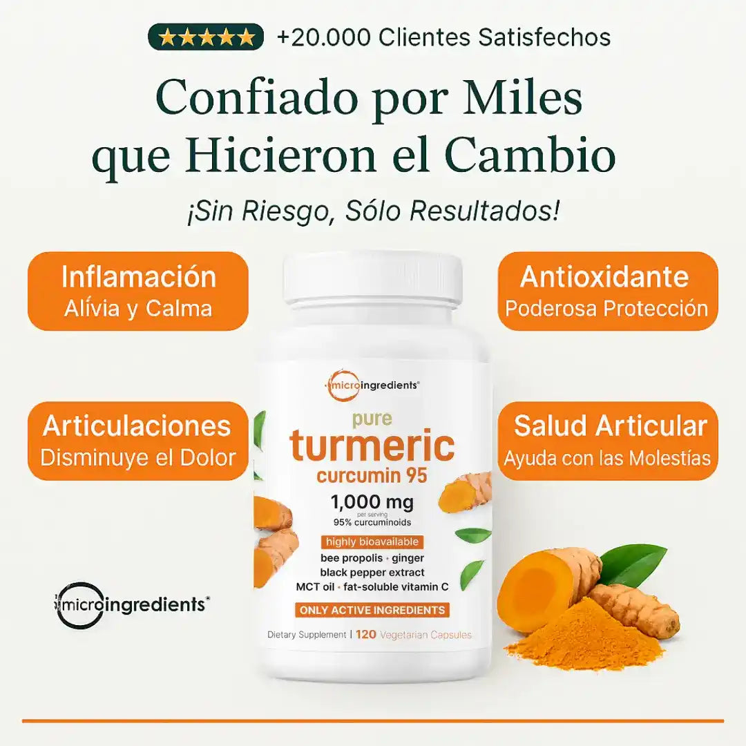 Vuelve a moverte sin dolor. Sientete liviano y con energía otra vez - Pure Turmeric Curcumin 95®
